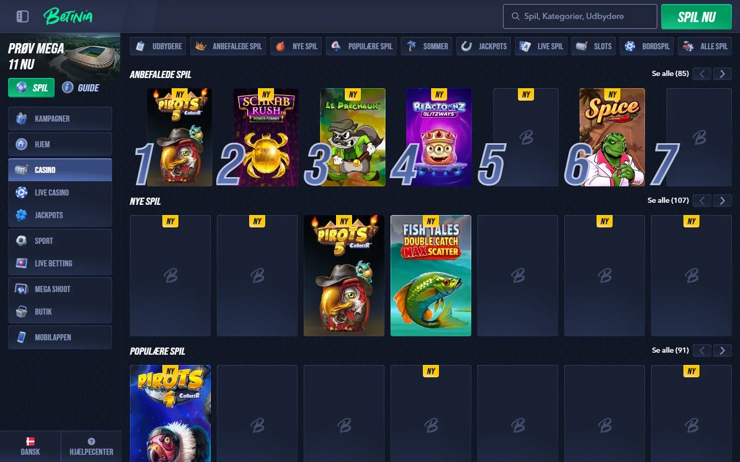 Spilleautomater i Betinias kasinolobby