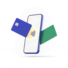 Illustration af en telefon, der betaler med MobilePay
